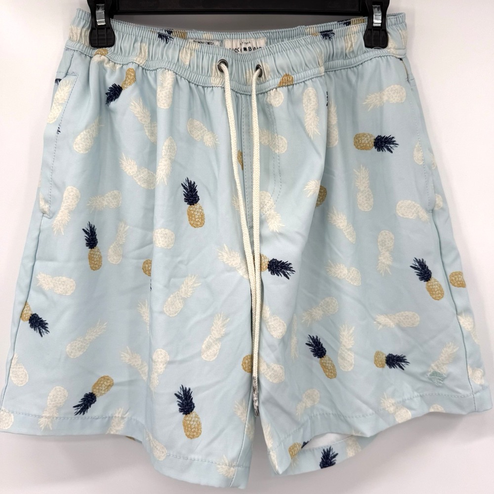 Lucky Brand Swim Trunks Mens M Blue Pineapple Saturday Stretch Board Shorts